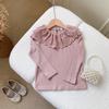 Girls Autumn Mori Peter Pan Collar Ruffle Long Sleeve T Shirt Baby Fashionable Inner Wear Base Layer Top