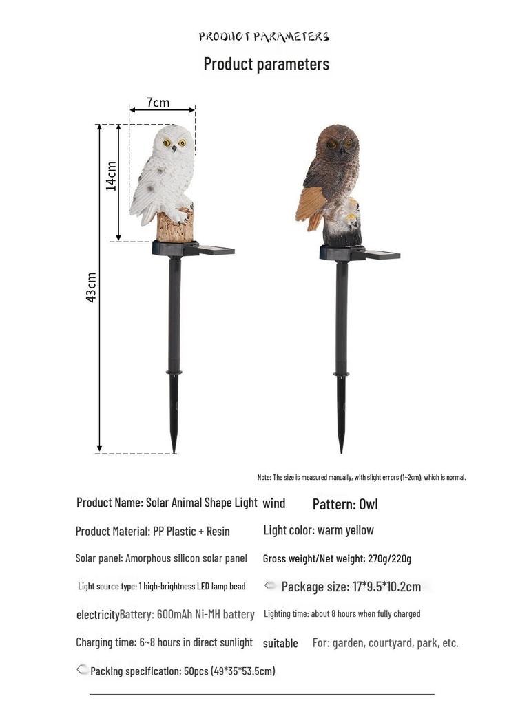 LED Solar Owl Garden Light - Outdoor Decorative Lawn and Landscape Ornament