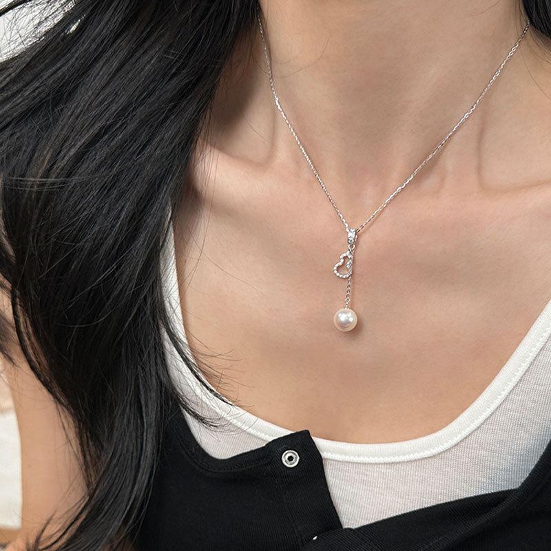 Light Luxury High-End Zircon Gourd Pearl Pendant Necklace Female Elegant Personality Fashion Versatile Neck Chain Sweater Chain