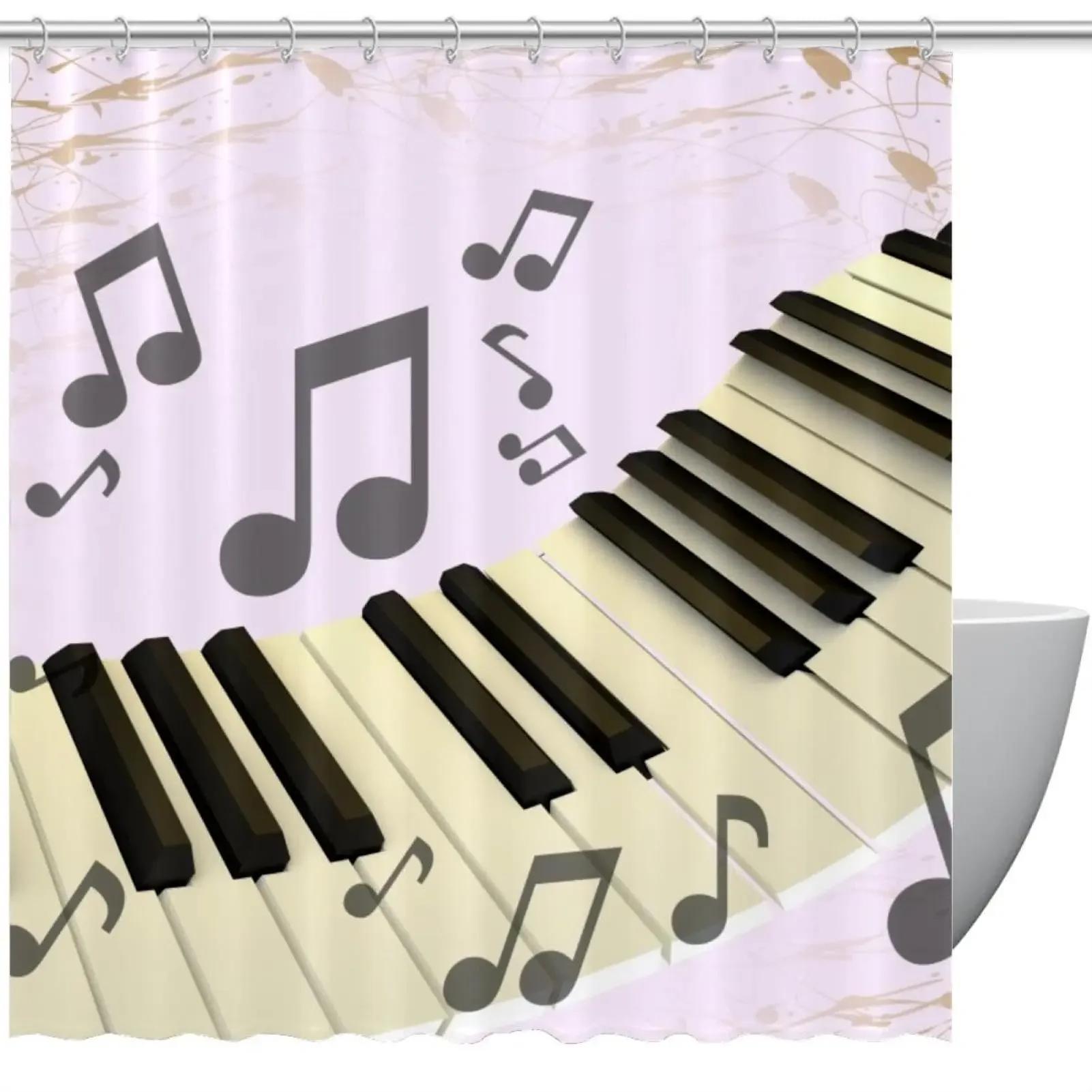 

Music Piano Keys Shower Curtain Musical Instruments Printed Shower Curtains Bathroom Decor Waterproof Fabric Bathtub Screen W90xH180cm