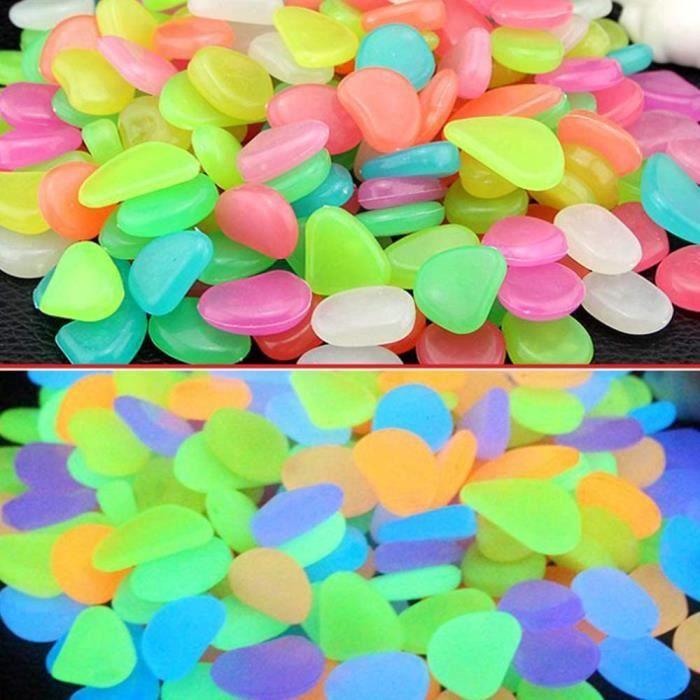 Anyasen 200 Pieces Luminous Pebble Luminous Stone Multicolored Pebbles Garden Decorative Fluorescent Luminous Stones Decor for Passe6