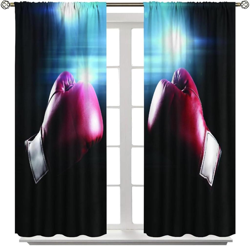 Boxing Window Curtains for Adult Teens Boys Bedroom Living Room Home Decor Curtain Panels Competitive Game Boxing for Home