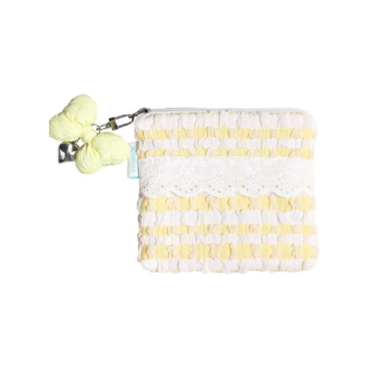 Korean Aesthetic Beauty Cosmetic Bag Breathable Cloud Pattern Lace Detailing Soft Portable Makeup Accessory