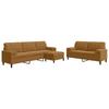 3 Piece Sofa Set with Cushions and Neck Rolls Brown Velvet