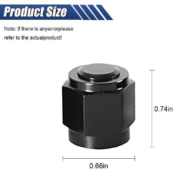 2PCS 6AN Female Flare Cap Block off Fitting Plug, Aluminum Swivel Hex Head Female Flare Cap, Fuel Oil Line Nut Port Adapter, Universal Automotive