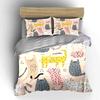 Cartoon Cat Themed Bedroom Set Soft Comfortable Duvet Cover Bedding Set Included 1*Duvet Cover & 2*Pillowcases, Gift