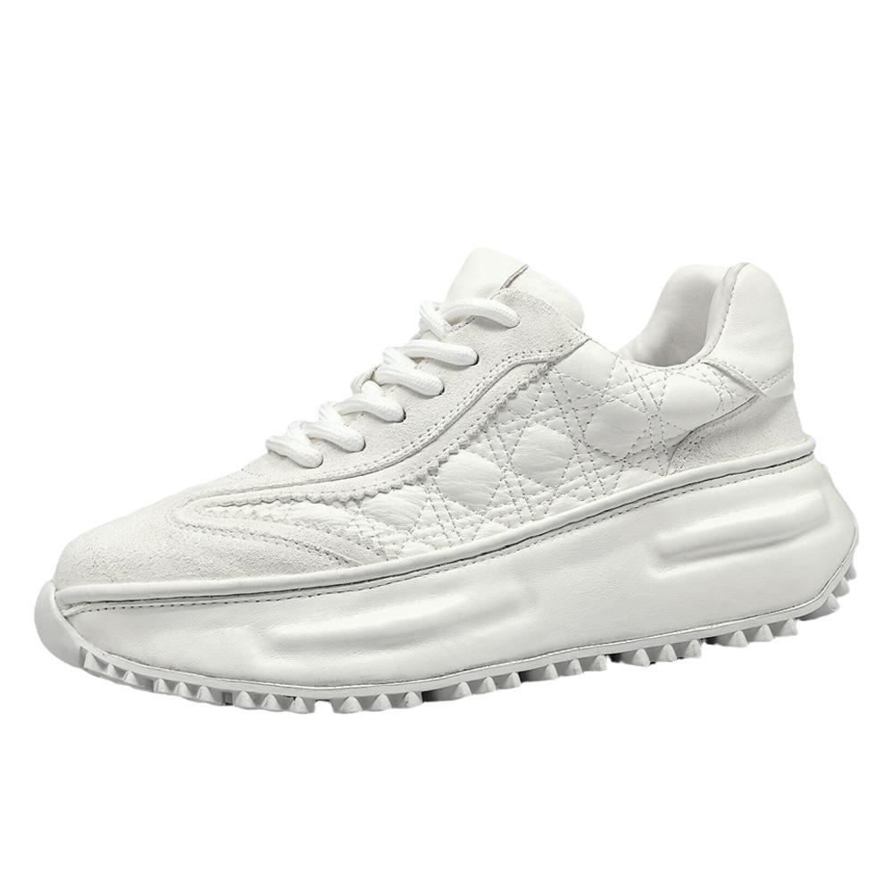 Boys' First-Layer Cowhide Thick-Soled Dad Shoes Ins Super Hot Men'S Trendy Shoes, Leather Versatile Men'S Sports And Leisure Shoes
