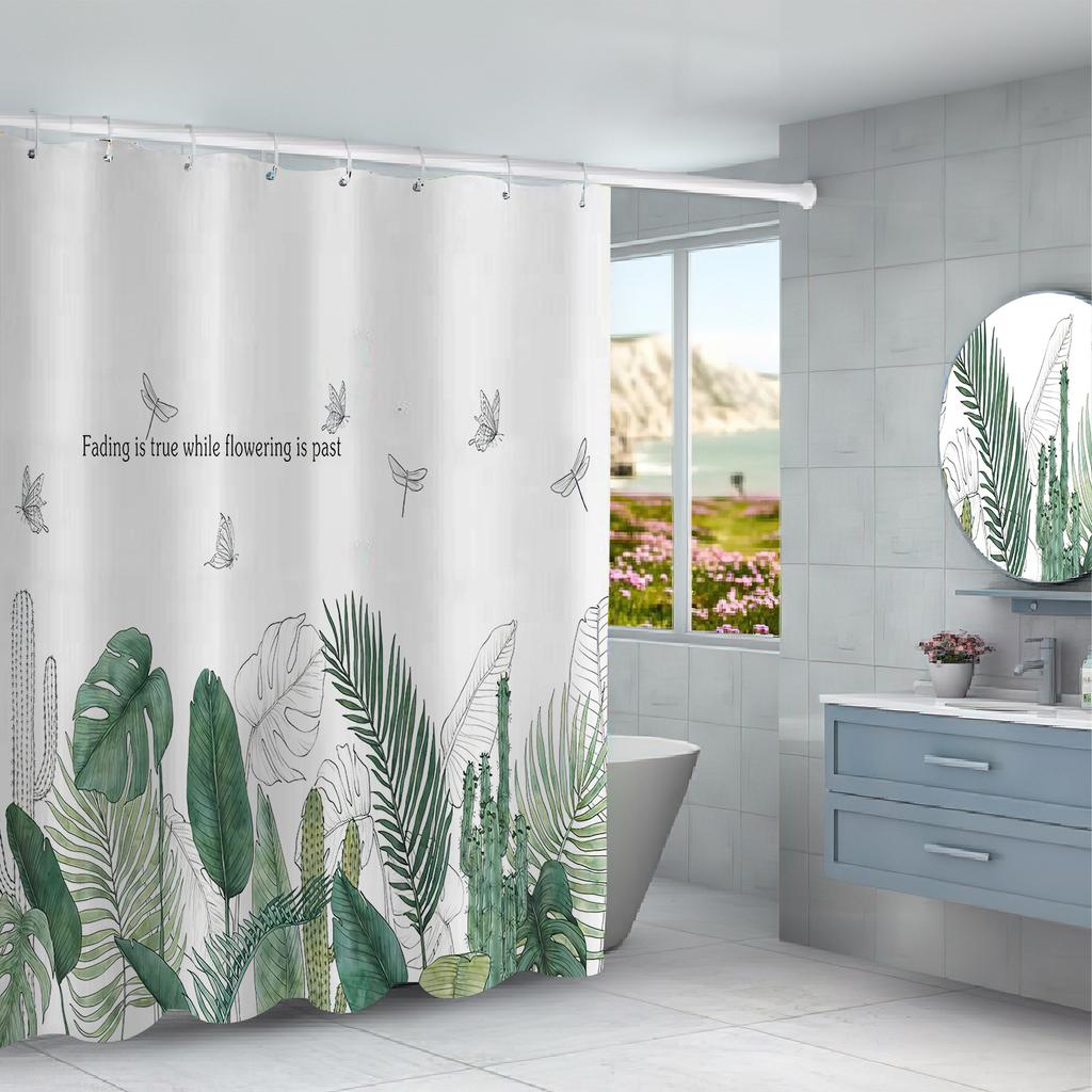 JINRUN Badezimmer verdickter wasserdichter Vorhang, schimmelfester Duschvorhang, Duschtrennwand-Vorhang, Duschvorhang, Badezimmer-Vorhang, kostenlose Perforation