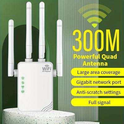 EU Plug and Wi Fi Extender Signal Amplifier, Suitable for Home Coverage of Up To 10000 Square Feet and 88 Devices, 300Mbps 2.4G-5G Wi Fi Amplifier
