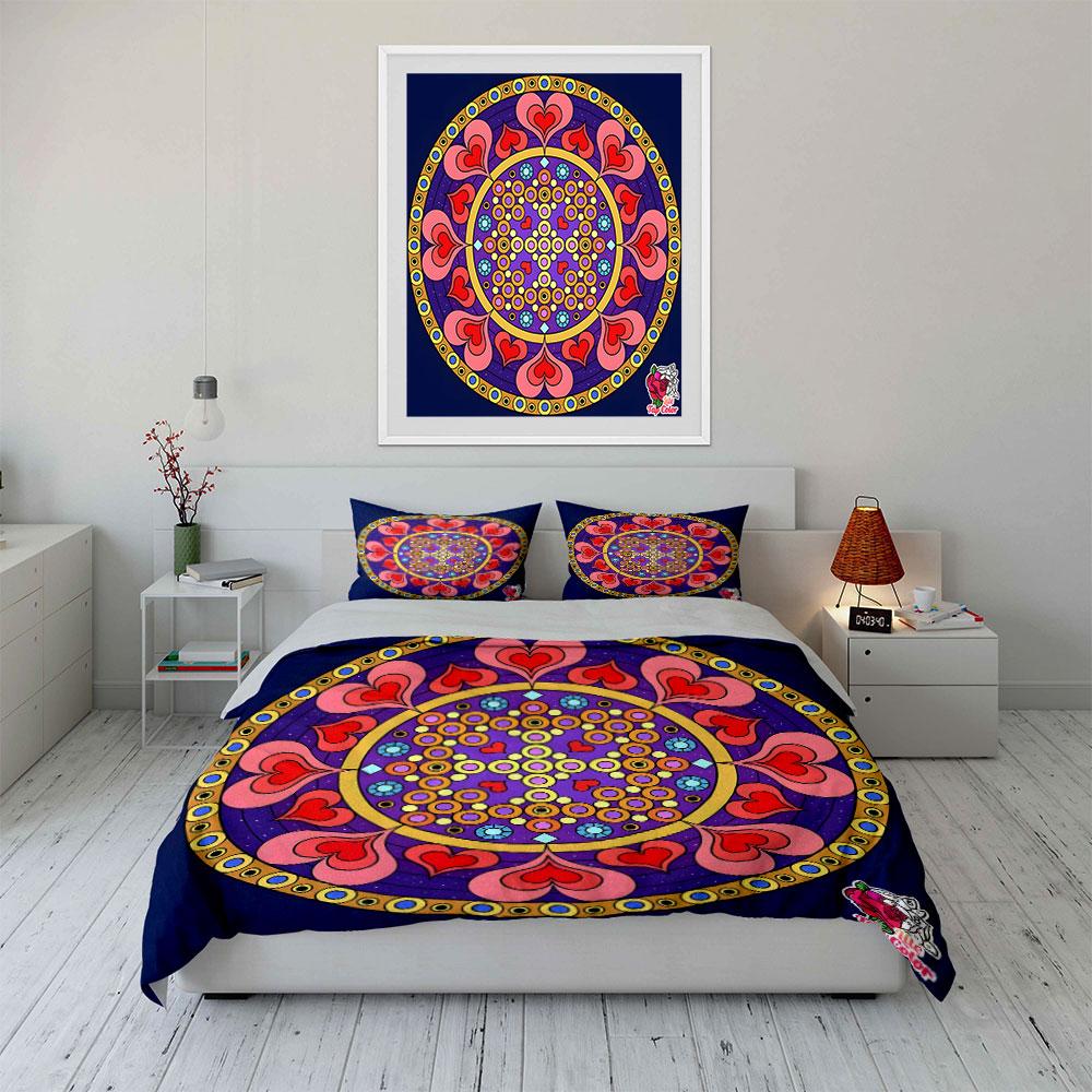 Colorful Mandala Three-Piece Design  Kid'S And Adults' Bedroom Decor, Exquisite Three-Piece Bedding Set Gift