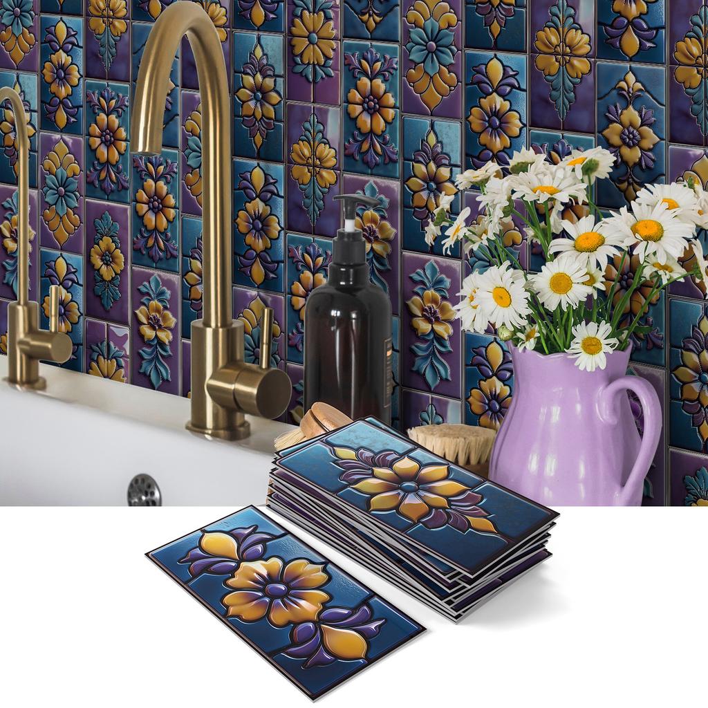 Embossed Pe Foam Thickened Wall Sticker, Self-Adhesive Waterproof And Oil-Proof Tile Sticker, Kitchen Bathroom Home Decoration