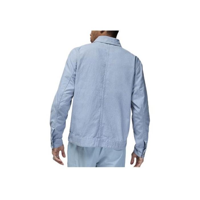 Jordan Essentials Solid Logo Single-Breasted Casual Jacket Men jackets Blue Gray FN4527-436