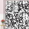 Duschdraperi med graffiti- och abstrakt tryck Vintage Old School Svart Polyestertyg Badrumsgardin Med Krok