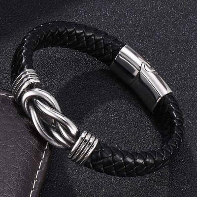Mens Genuine Leather Bracelet Vintage Braided Knot Bangles For Men Jewelry Fashion Gifts
