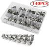 140pcs Single Ear Stepless Hose Clamps 7-21mm 304 Stainless Steel Hose Clamps Cinch Clamp Rings or 1PC Hose Clip Clamp Pliers