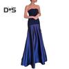 Women's Strapless Tube Top Maxi Dress Off Shoulder Patchwork Evening Dress Satin Bodycon Long Dress for Cocktail Party Wedding