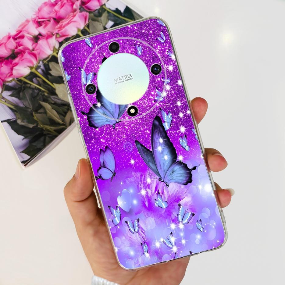 For Honor X9b 5G Case ALI-NX1 Cute Cat Butterfly Painted Cover Soft Silicone Phone Cases For Honor X9b X 9b HonorX9b Soft Fundas