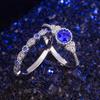 Retro Simple Emerald Sapphire Ring Set Women's Fashion Jewelry Zircon Ring
