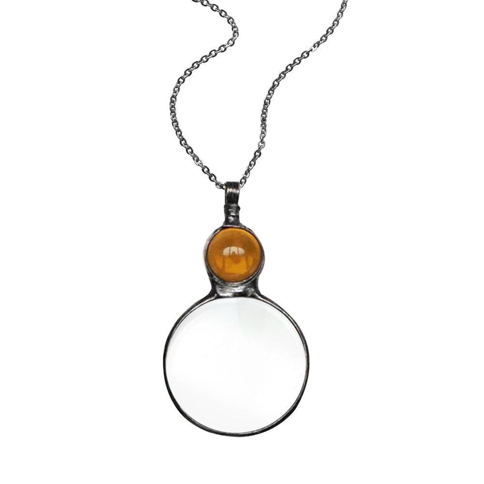 

10x Magnifying Glass Necklaces Vintage Antique Multicolor Loupe Pendant Necklace Gift for Women Femme Link Chain