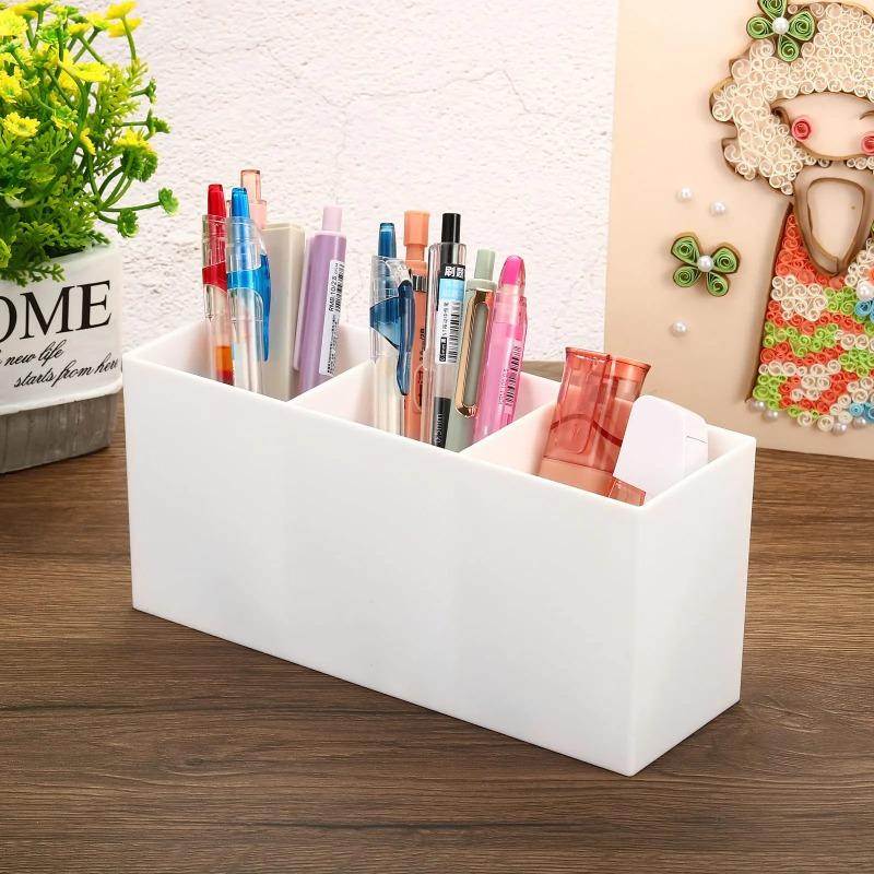 3 Compartments Cosmetic Brush Organizer Desktop Brush Organizer Desktop Cosmetic Brush Compartment Cylinder