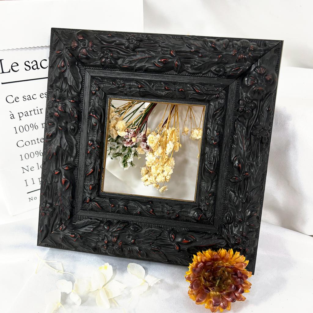 High Quality Custom Modern Handmade Eco-Friendly Solid Wood Photo Frame Classic Black Art Carve for Wall Hanging Decor