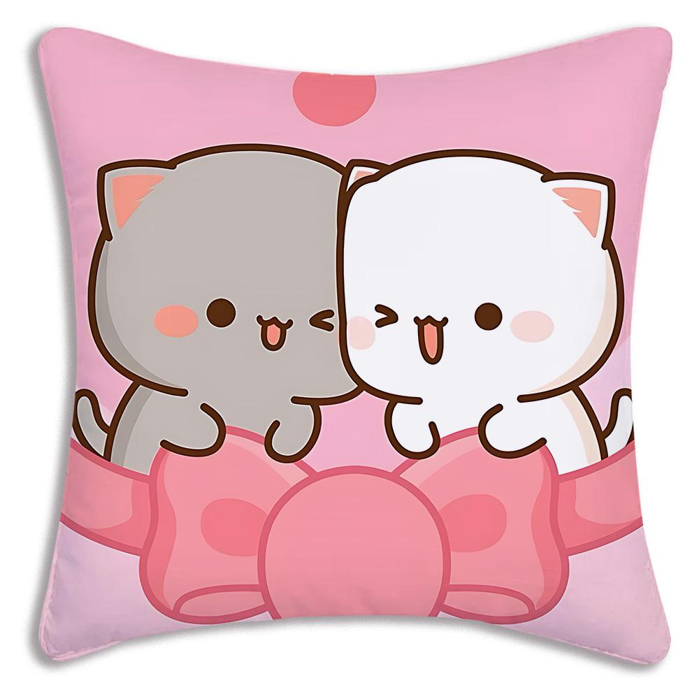 Cute PeachS And G-GomaS Pillow Covers Cartoon Sofa Decorative Home Double-sided Printing Short Plush Cute Cushion Cover