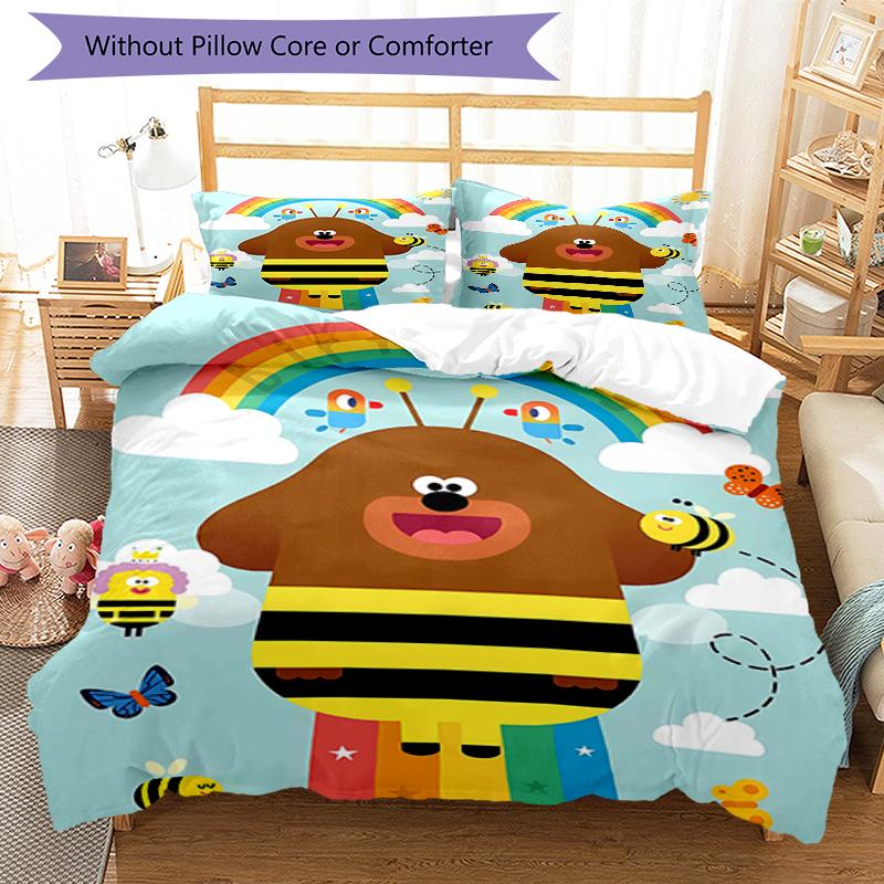 3pcs Hey Duggee3 Design Cover Set - HD Printed Bedding with 1 Cover and 2 Pillowcases - Perfect for Home and Dorm Decor