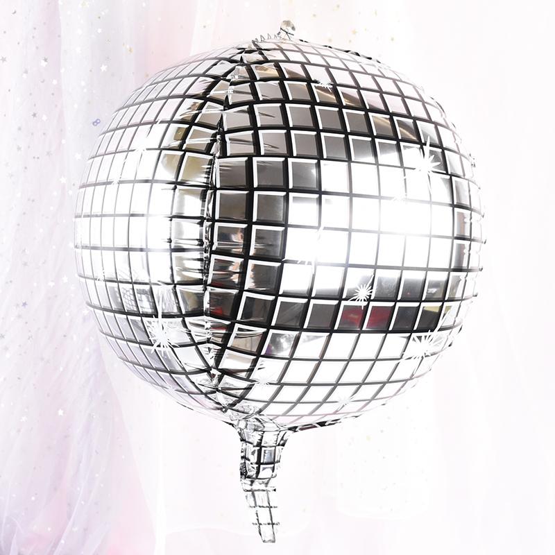 6Pcs Disco Ball Foil Balloons Metallic Silver 4D Balloon for Disco Birthday Party Decoration Wedding Bachelorette Party Supplies