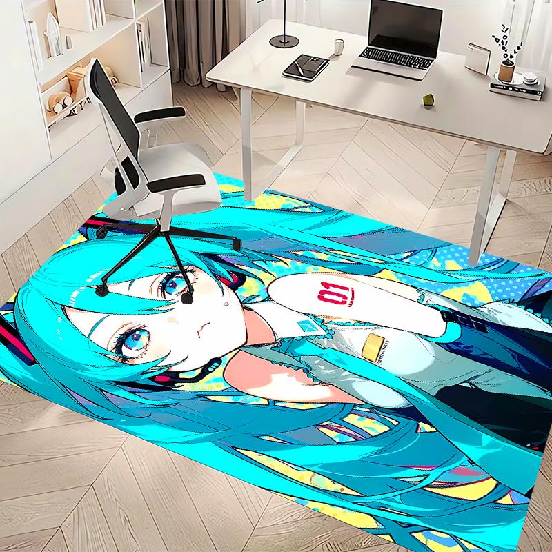 Hatsune Miku Printed Absorbent Washable Carpet, Non-Slip Bathroom Mats, Kitchen Rugs, Yoga Mat,Living Room Entrance, Camping Picnic Rugs