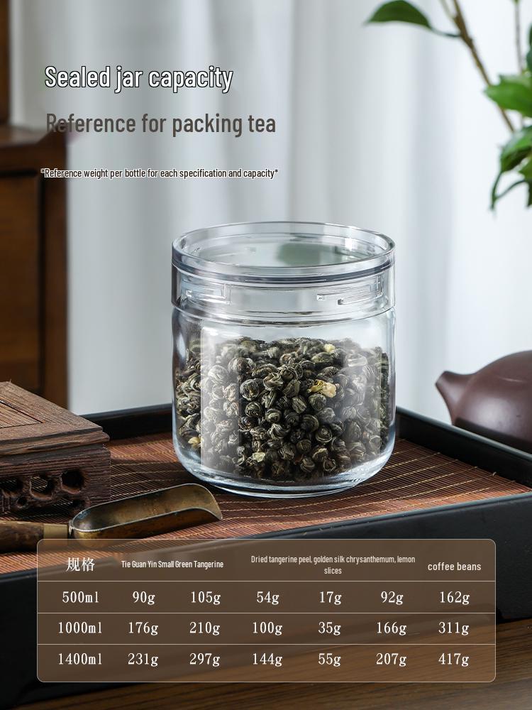 Transparent Glass Tea Storage Can - Moisture-Proof, Sealed Jar for Chrysanthemum & Dried Tangerine Peel