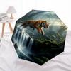 1 PC Automatic Folding Umbrella - Tiger Hunting Its Prey Pattern, Portable & Foldable Design with 8 Ribs, Christmas Birthday Gifts