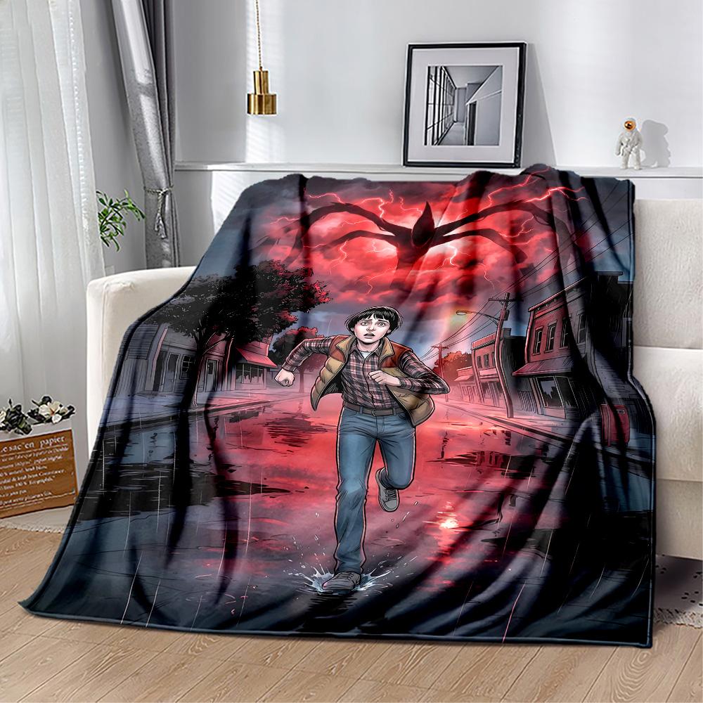 Stranger Things Artwork Suitable Blanket for Offices, Travel, Living Rooms Also a Good Gift for Friends and Family Suitable for All Seasons.