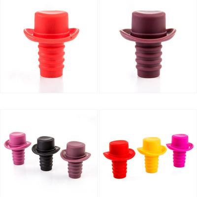5Pcs Silicone Wine Bottle Stoppers Hat Shaped Airtight Seal for Red Wine Soda Oil Vinegar Reusable Dishwasher Safe