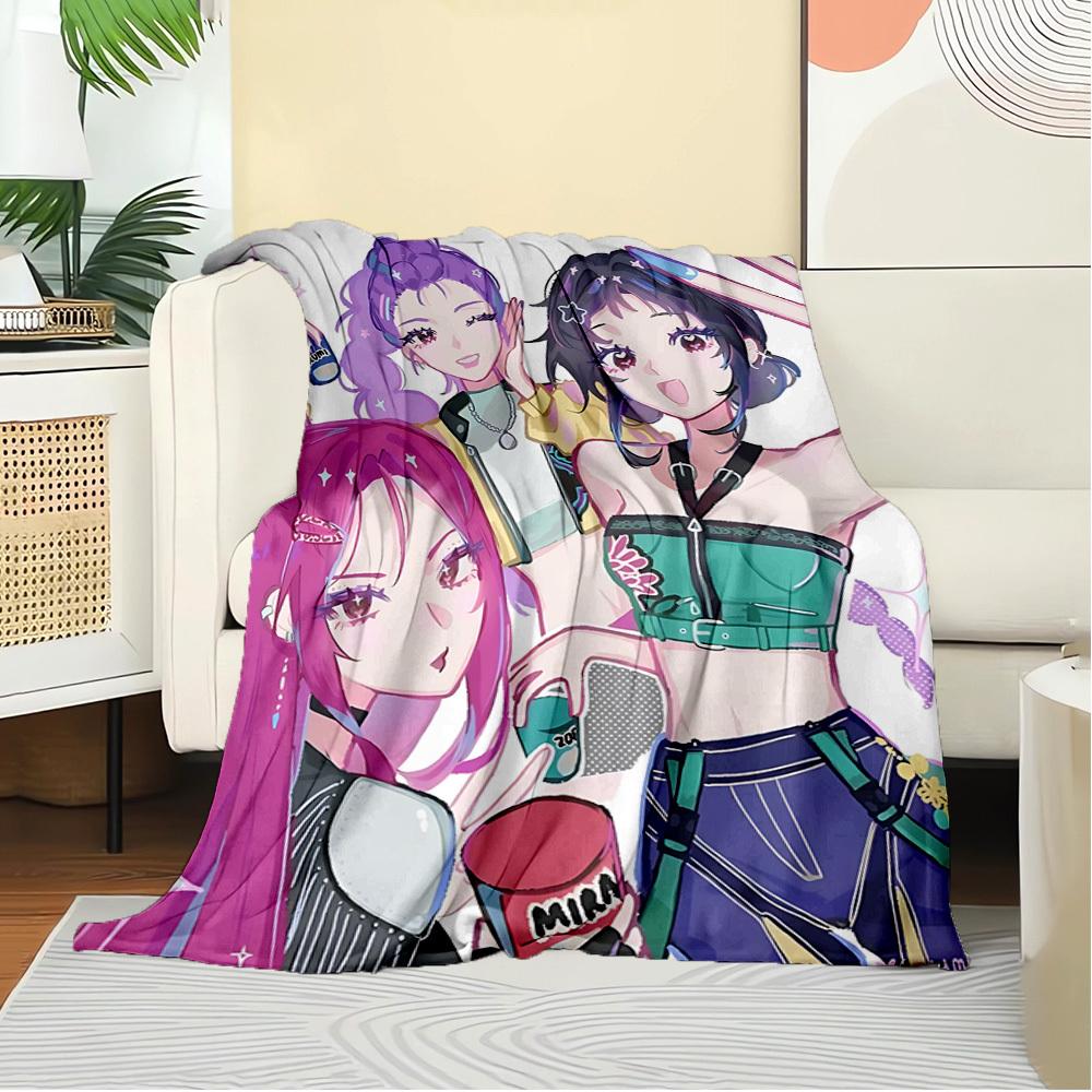 Gruppo di Ragazze Anime K-POP  Coperta Morbida Calda delle Quattro Stagioni  Copriletto Spesso a Maglia in Poliestere per Tutte le Stagioni per Letto, Campeggio, Viaggio  Regalo Perfetto