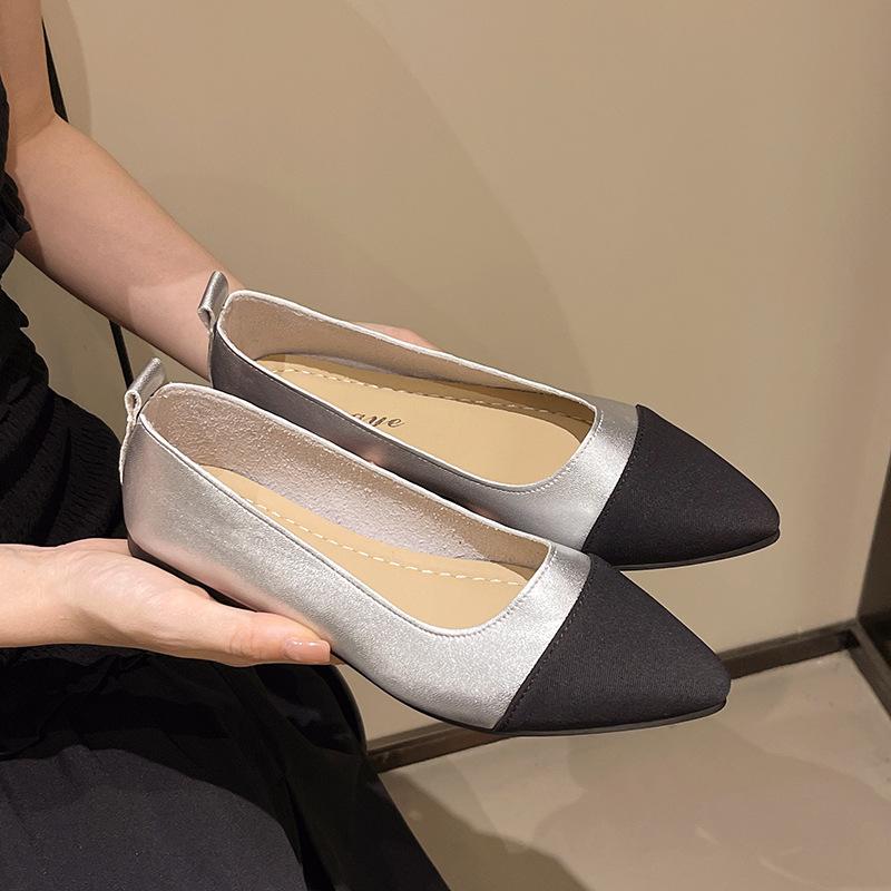 Frühling und Herbst einfache Farbabstimmung täglich ein Pedal Slipper Einzelschuhe Damen klassische große Größe