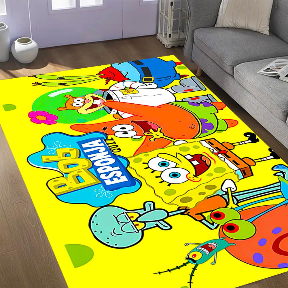 Spongebob Squarepants Adventure Themed Anti-Slip Rugs - Polyester Home Decor, Suitable for Bedrooms, Living Rooms, Doorways, Studios, and Decorations
