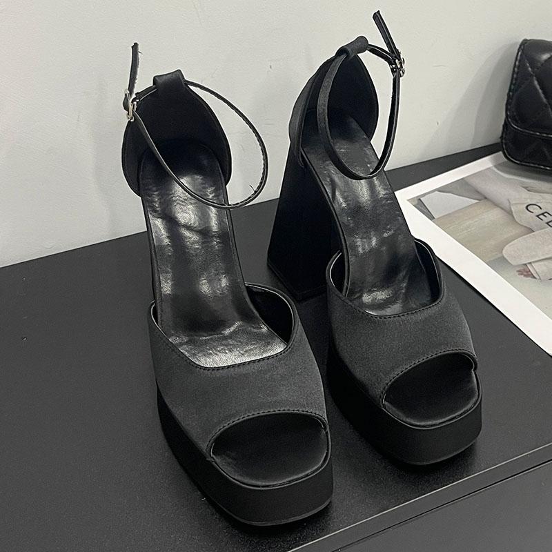 

Модная платформа Модные туфли-босоножки с открытым носком Женские сандалии на супервысоком каблуке Женская обувь Ремешок с пряжкой на щиколотке Женские туфли-босоножки на каблуке 35 чёрный