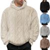 Men Casual High Street Jacquard Fleece Lined Hooded Pullover Sweatshirt