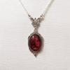 Pendentif en Cristal de Quartz Rouge Vintage Argenté Collier Bijou de Mode