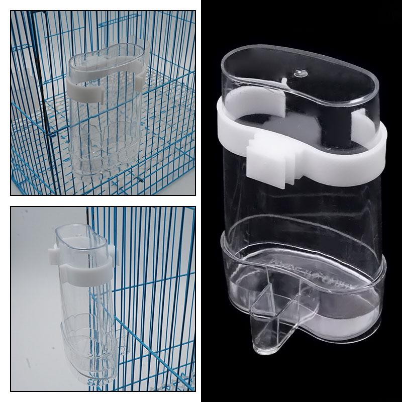 2 Stück 13cm Vogel-Futterbox Transparente Vogel-Wasser-Futterbox Haken Vogelkäfig Hängender Futterspender Papageien Tauben Vögel Futterwerkzeuge