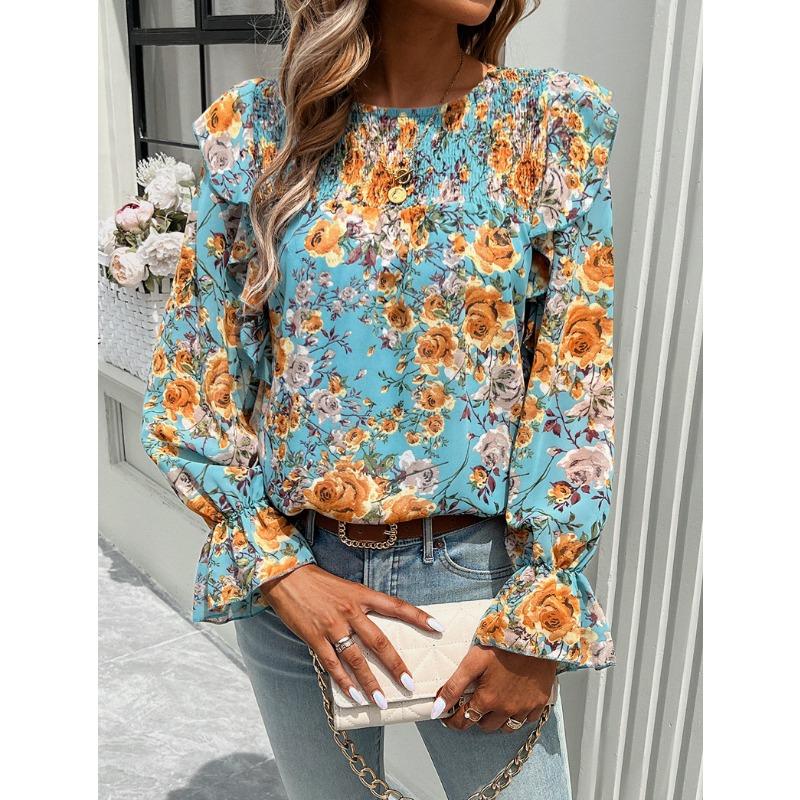 Printed Shirt Female Temperament Long-sleeved Shirt Blouse