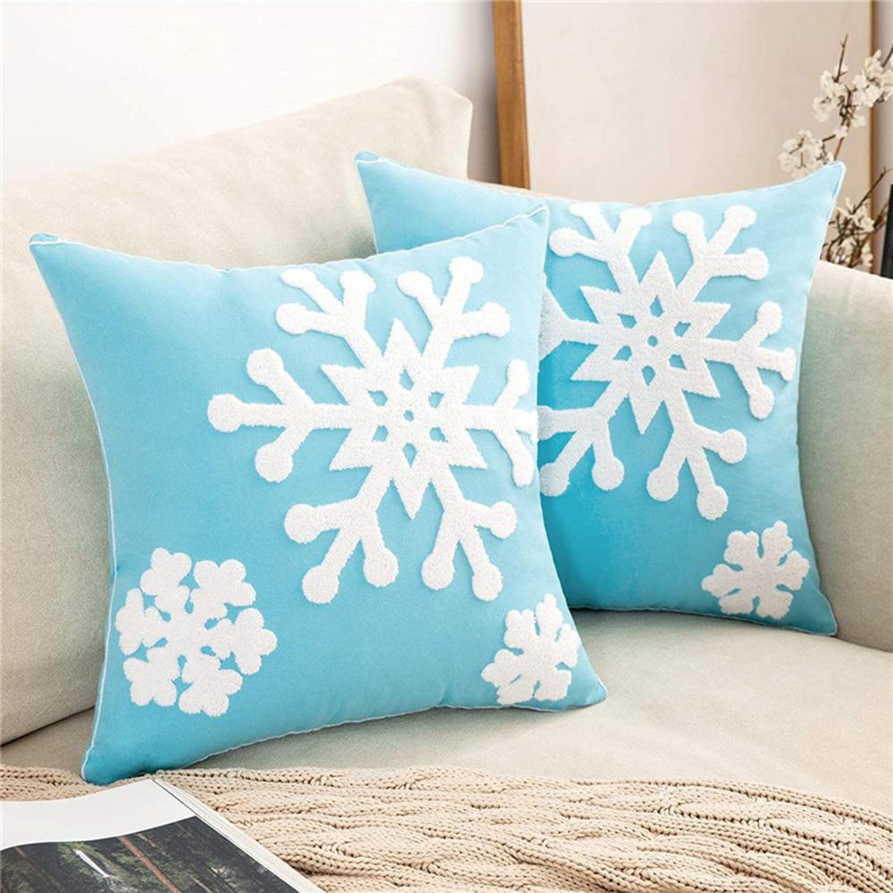 Modern Simple Home Snowflake Embroidered Cotton Pillow Christmas Living Room Sofa Sitting Cushion