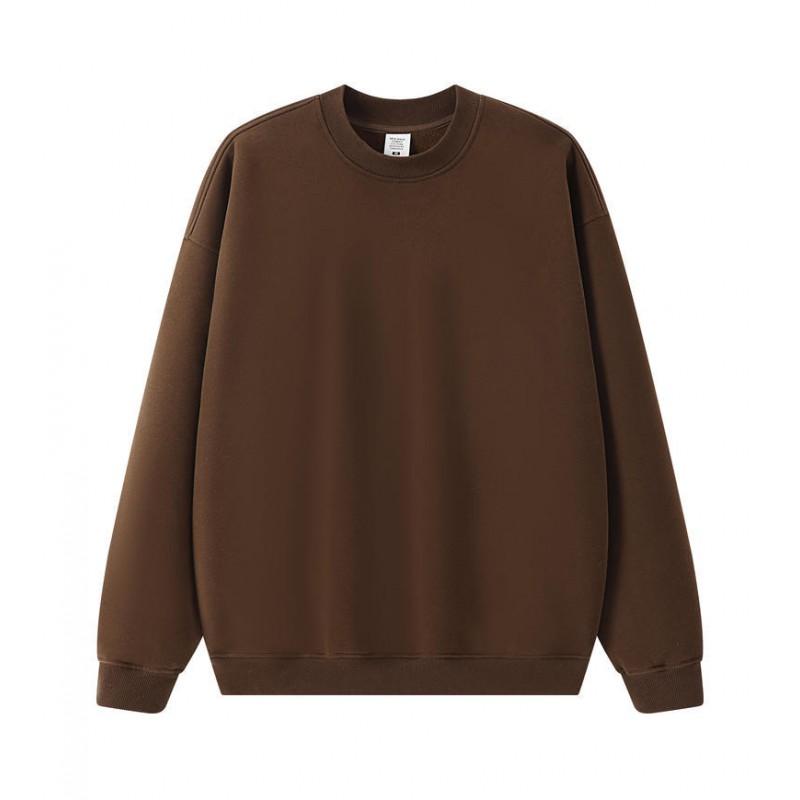 Herren Oversized Uni Farbe Fleecegefüttert Rundhals Sweatshirt Herbst Winter Lässig Streetwear Unisex
