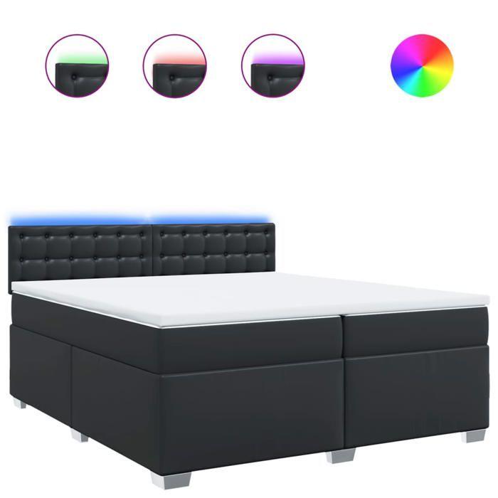 VidaXL Bed Slat Base with Mattress Black 200x200 Cm Faux Leather, Bed, Platform Bed, Panel Bed, Furniture of 3288436