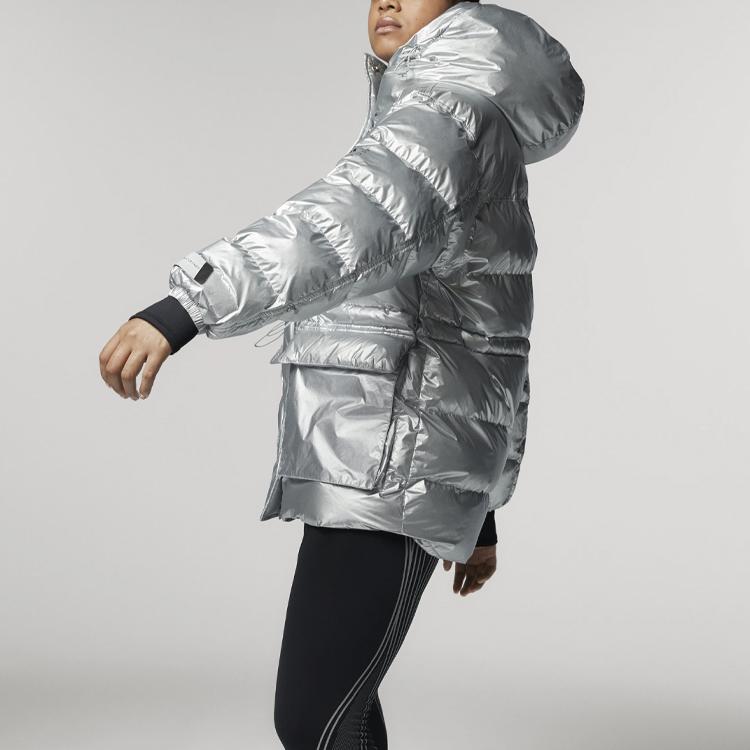Adidas Stella McCartney Metallic Quilted Warm Windproof Jacket Women Jacket Silver FU3608