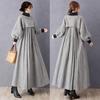 2026 Spring Korean-Japanese High Neck Pleated Color Block Dress