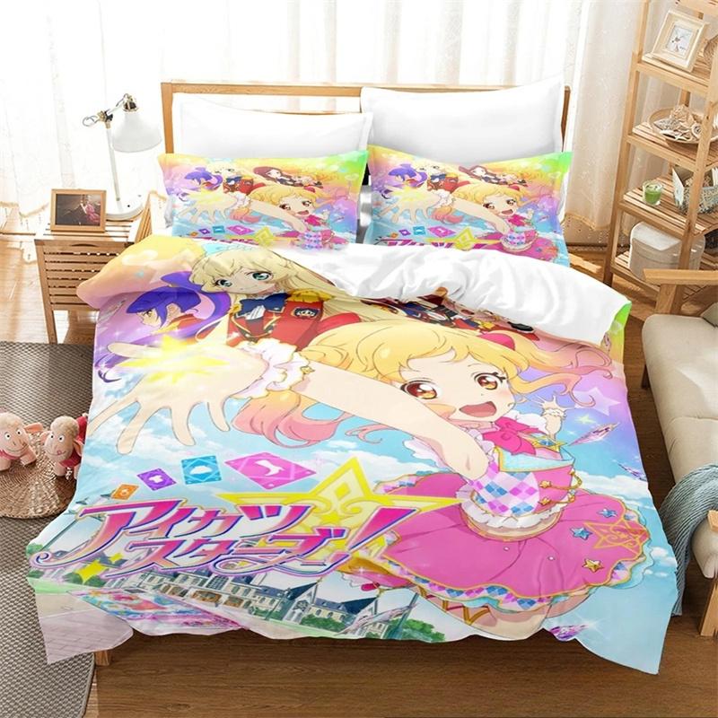 Aikatsu Idol Activity Anime Bettwäschesets exquisites Bettzubehör-Set Bettbezug Bettdecke-Set Luxus Geburtstagsgeschenk