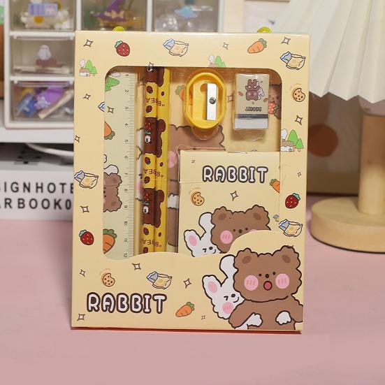6 Stück Kinder Schreibwaren Geschenkset für Vorschule Kindergarten BPA-Freier Kunststoff Lernstift-Set in Niedlicher Cartoon-Box Praktische Schulmaterialien