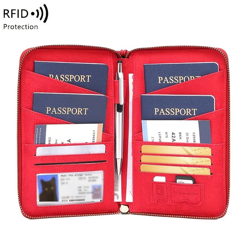 Rfid Shielded Multi Function Passport Holder Vertical Card Wallet Travel Organizer For Cash Cards Id Document Daily Outdoor Use