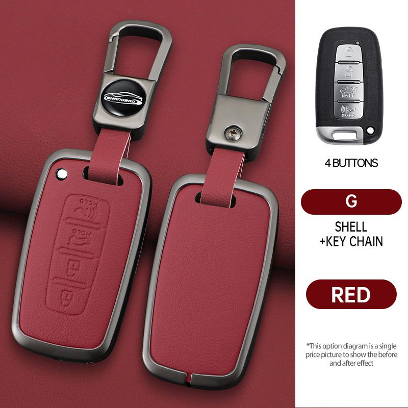 Car Key Case Cover For Hyundai Genesis Coupe Sonata Ix35 For Kia Forte Sportage K2 K5 Zinc Alloy Leather Protector Accessories